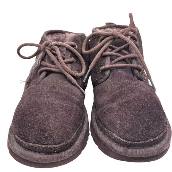 UGG Mens 6 Brown Neumel Fur Lined Suede Lace Up Casual Boot Shoes - Picture 5 of 9